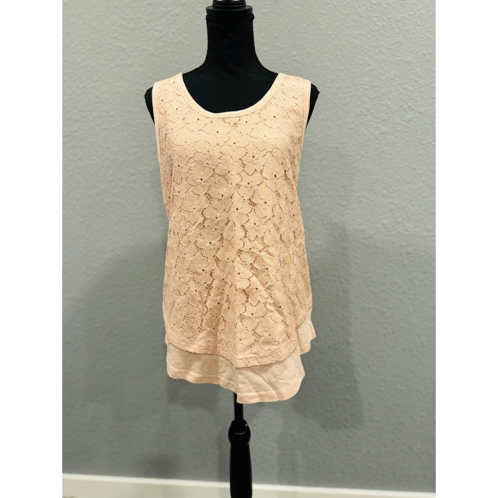Cotton Bleu Women's Lace Overlay Sleeveless Top - Sz Medium NEW